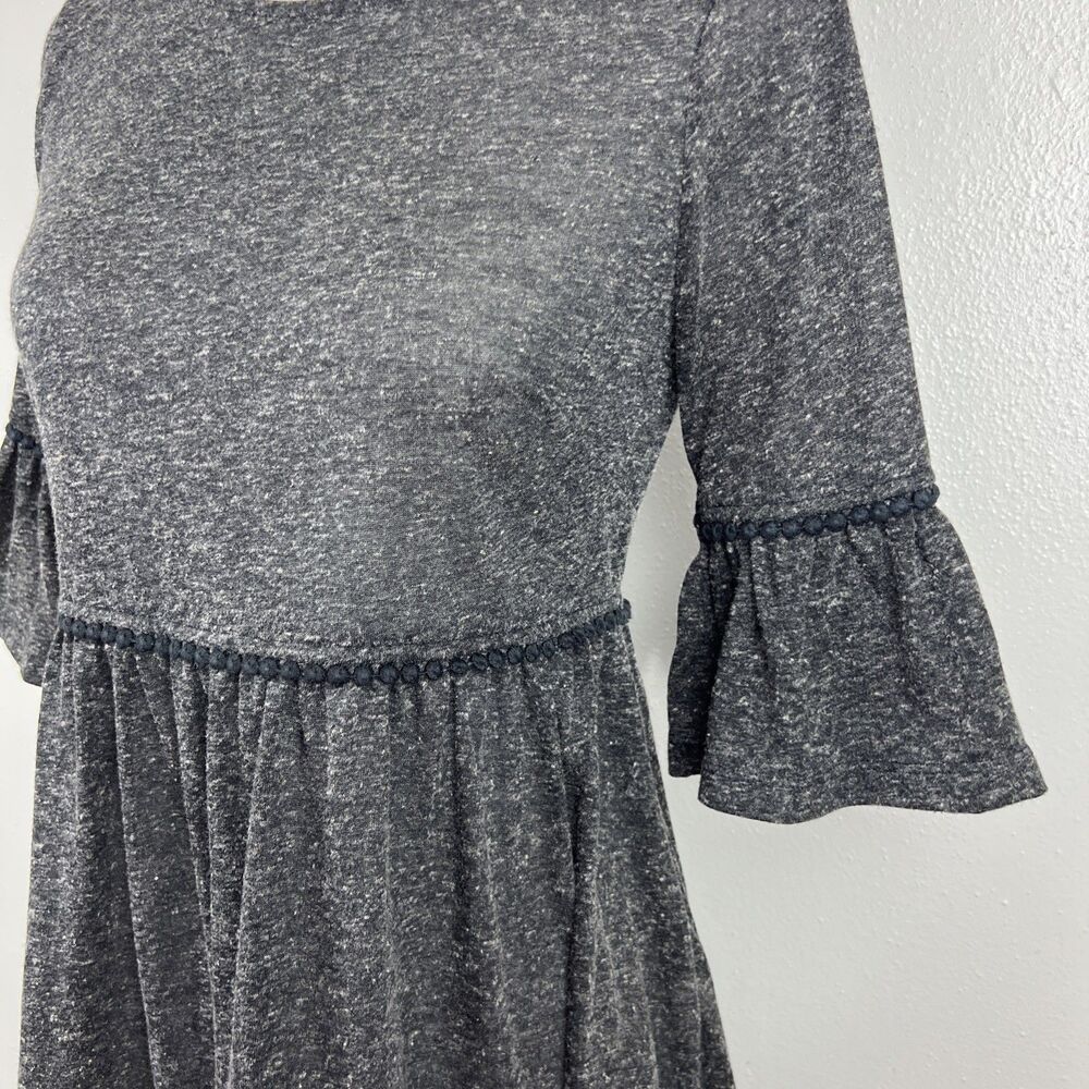 eShakti Blouse Women 0 Grey Short Sleeve Peplum Relaxed Fit Boho Casual Top - Picture 9 of 12
